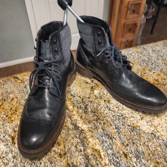 Johnston & Murphy Black Chukka Oxford Leather Boots Sz 11 Shearling Sheep Skin main image 9